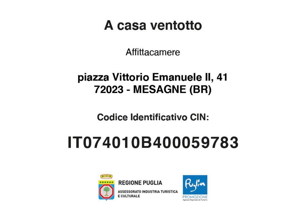 A Casa Ventotto Bed & Breakfast Mesagne Bagian luar foto